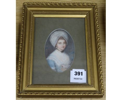 French School c.1900, watercolour, portrait of a lady, 13 x 8cm