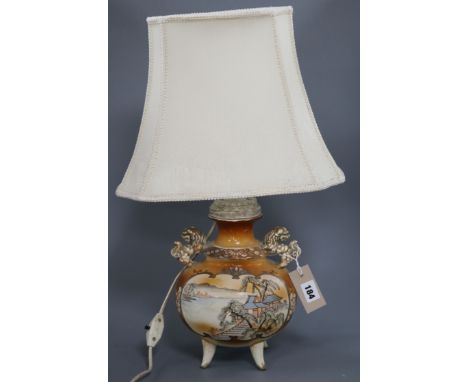 A Satsuma pottery table lamp