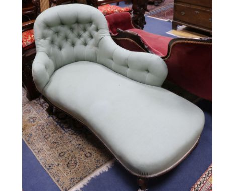 A Victorian button back chaise longue W.155cm