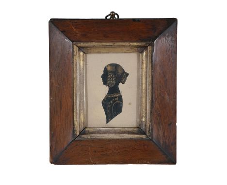 VICTORIAN SCHOOL  'Lady Mary Keith' Painted silhouette portrait, 24.5 x 21cm Inscribed verso;together with another cut and pa