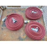 3 x Angus 51mm x 23m Layflat Fire Hoses with Couplings