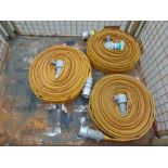 3 x Angus 52mm x 23m Layflat Fire Hoses with Couplings
