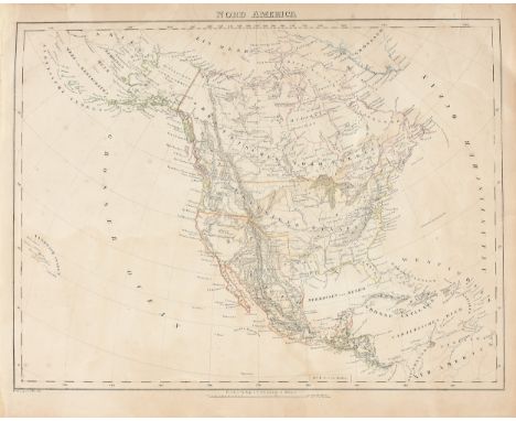 A REPUBLIC OF TEXAS MAP, "Nord America," CARL FLEMMING, GLOGAU, CIRCA 1844, hand-colored lithograph on paper, Carl Flemming c