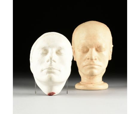 A GROUP OF TWO ENGLISH PLASTER LIFE MASK REPLICAS OF WILLIAM BLAKE AND JOHN KEATS, CIRCA 1999, the William Blake life mask/bu