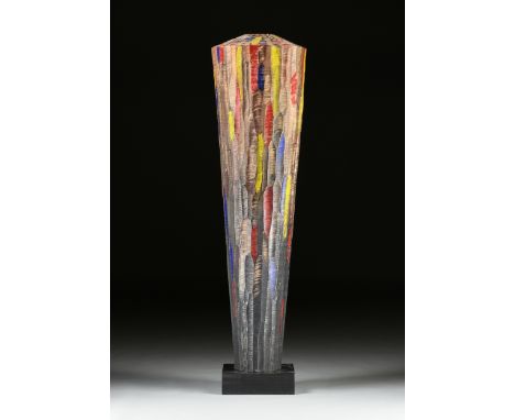 MICHAEL BAUERMEISTER (American b. 1957) A SCULPTURE, "Self Portrait (Wood)," 2008, painted wood vessel, signed and dated at e