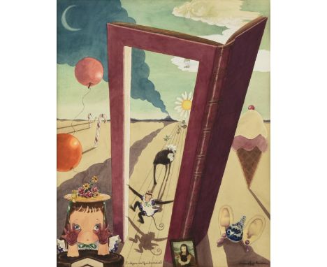 PEGGY PALMER BURROWS (American 1905-1979) A SURREAL PAINTING, "Ecdyses on Quadrennial," 1945, pencil and gouache on paper, si