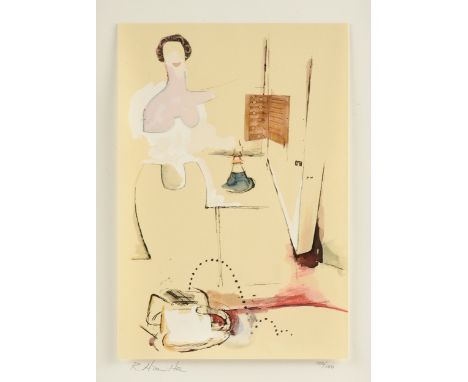 RICHARD WILLIAM HAMILTON (British 1922-2011) A PRINT, "$he," 2000, color litho and silkscreen on paper, signed in pencil L/L,