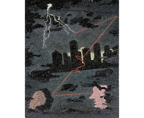 DEREK BOSHIER (British b. 1937) A PAINTING AND A DRAWING, "The Darker Side of Houston," 1980, and "Texas Years," 2018, compri