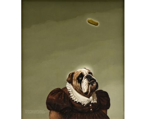 DONALD ROLLER WILSON (American b. 1938) A PAINTING, "Helen Longed for the Pickle," 1981, oil on canvas, signed, dated and tit