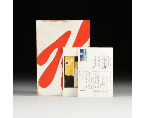 CLIVE BARKER (American b. 1940) A PAINTING, "SPECIAL K.," oil on wood fiber box, verso black felt tip pen titled and signed, 