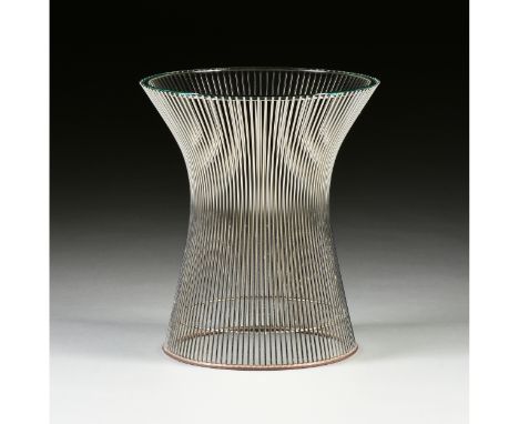 WARREN PLATNER (American 1919-2006) A GLASS TOPPED SIDE TABLE, THE PLATNER COLLECTION, FOR KNOLL FURNITURE, 1980s, the recess