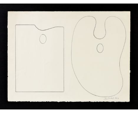 CLIVE BARKER (British b. 1940) A DRAWING, "Untitled, Possibly Study for [Two Palettes for Jim Dine]," 1964, graphite on paper