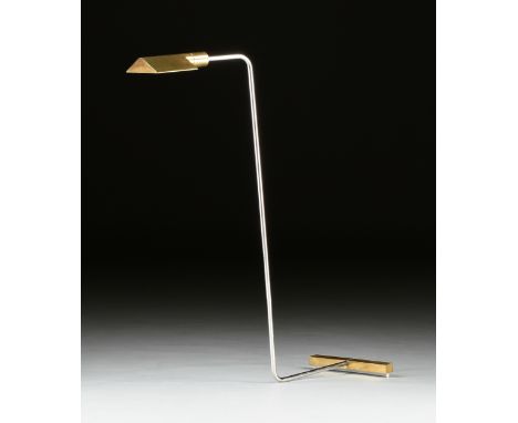 attributed to CEDRIC HARTMAN, A "1U WV" LOW PROFILE LUMINAIRE FLOOR LAMP, DESIGNED 1966, brass and aluminum. Height: 36" Widt