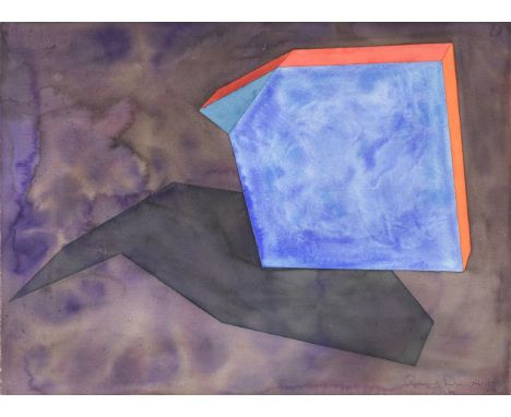RONALD DAVIS (American b. 1937) A PAINTING, "Bent Corner Slab," 1988, watercolor on Arches paper, signed and dated L/R in pen