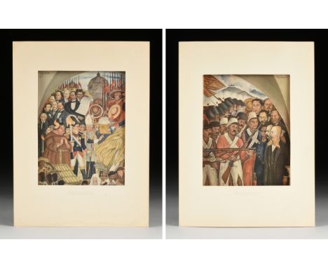 DIEGO RIVERA (Mexican 1886-1957) A GROUP OF TWO PRINTS, FROM "Frescoes of Diego Rivera," MOMA, SIGNED, NEW YORK, 1933, compri