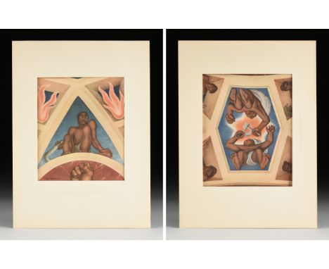 DIEGO RIVERA (Mexican 1886-1957) A GROUP OF TWO PRINTS, FROM "Frescoes of Diego Rivera," MOMA, SIGNED, NEW YORK, 1933, compri