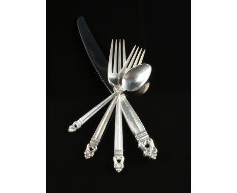 A SEVENTY-THREE PIECE INTERNATIONAL STERLING "ROYAL DANISH" STERLING SILVER FLATWARE SERVICE, USA, 20TH CENTURY, each piece m