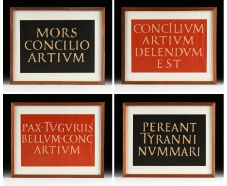 IAN HAMILTON FINLAY (Scottish 1925-2006) FOUR PRINTS, "From Posters from the Little Spartan War," 1982, comprising four linoc