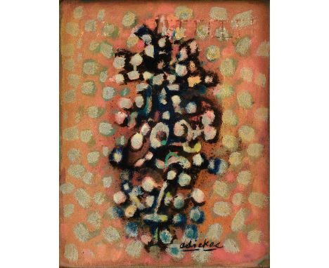 DAVID ADICKES (American/Texas b. 1927) A PAINTING, "Pointillistic Abstract," 1999, acrylic on wood, signed L/R, verso titled 