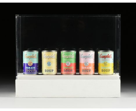 A SET OF FIVE ANDY WARHOL FOUNDATION CAMPBELL'S TOMATO SOUP CANS, LIMITED EDITION SERIES, LABELED, CIRCA 2003, each of tradit