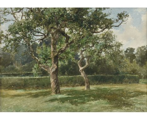 JAMES DAVID SMILLIE (American 1833-1909) A PAINTING, "Hedges and Trees," ÉTRETAT, SEPTEMBER 3, 1884, watercolor on paper, sig