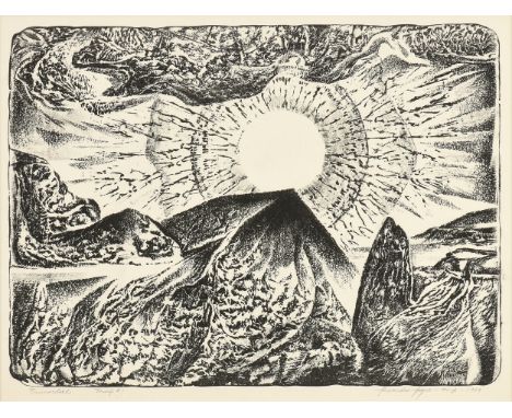 ALEXANDRE HOGUE (American/Texas 1898-1994) A PRINT, "Primordial," 1964, lithograph on paper, signed and dated L/R, "Alexandre