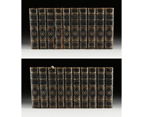 TWENTY LEATHER BOUND VOLUMES, "Courtiers and Favorites of Royalty," EDITION DES AQUARELLES, MERRILL AND BAKER, LONDON AND NEW