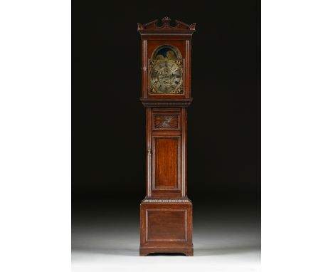 A SCOTTISH GEORGE III "MOON PHASES" CLOCK, BY J. CAMERON AND SONS, KILMARNOCK, EARLY 19TH CENTURY, IN LATER OAK LONGCASE, CIR