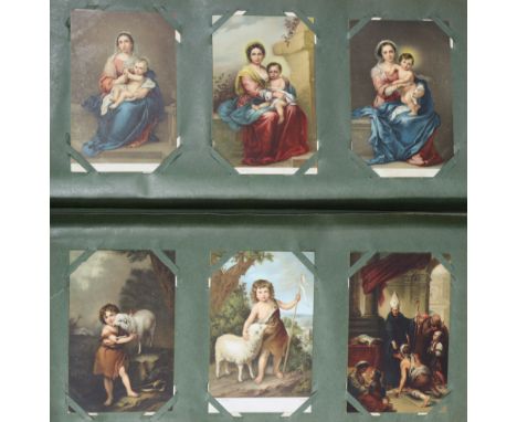 An album of approximately three hundred postcards, circa early/mid-20th century – religious scenes, portrait studies, British