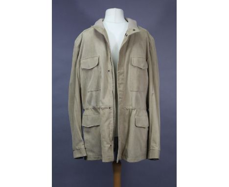 A LORO PIANA CREAM COLOURED JACKET, kidskin, polyester, &amp; cotton; shoulder width 20”, length 34½” (with original protecti