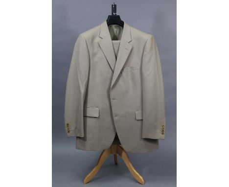 A GIEVES &amp; HAWKES fawn coloured suit jacket and matching trousers, 100% wool, approx. measurements: Chest: 39"; sleeve le