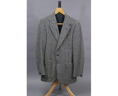 A DAKS of London blue &amp; cream chequered blazer jacket, 100% lambswool; shoulder width 17”, length 32”.