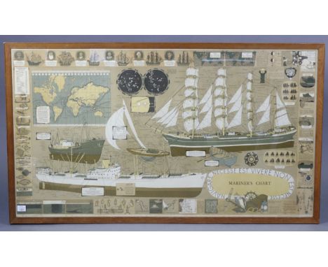 A “MARINERS CHART” coloured print (published in the UK by Tull Graphic Ltd of London), 24¼” x 42½”, in glazed frame.