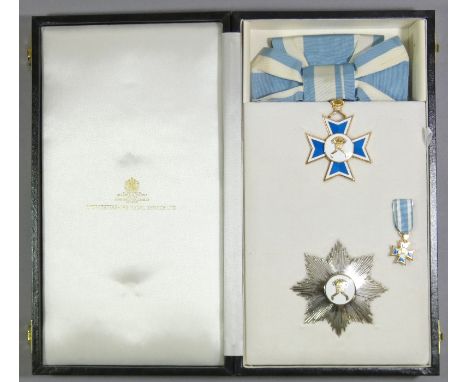 KINGDOM OF RWANDA, Order of the Crown (Ikemba): Grand Cross set of insignia comprising the sash badge in silver-gilt &amp; en