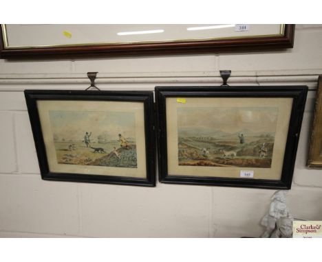 Two framed and glazed hunting prints after Alken, "Partridge Shooting" and "Grouse Shooting"