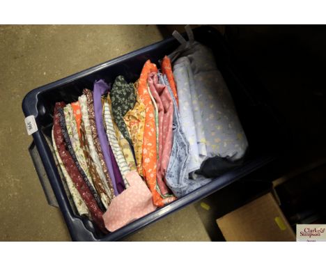 A box of vintage fabric and bed linen mostly Laura Ashley