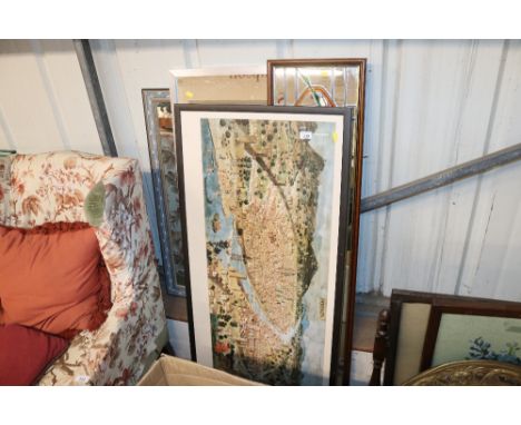 Three mirrors and a framed print 
