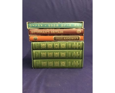 A small group of Folio Society books with outer cases including 'The Mediterranean and the Mediterranean World' in three volu