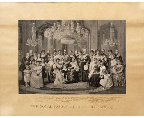 A late Victorian photographic print, of the Royal Family of Great Britain 1897, with titled mount, 33 x 42cm, a set of three 