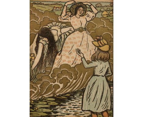 After Lucien Pissarro (1863-1944)'In the Field', coloured wood cut print, 10 x 7cm; together with: Richard Shirley Smith - 'P