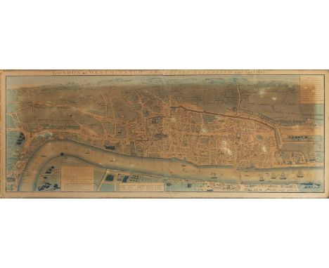 J Wallis (pubs)'London and Westminster in the Reign of Queen Elizabeth Anno. Dom 1563', engraving on two sheets, hand-coloure