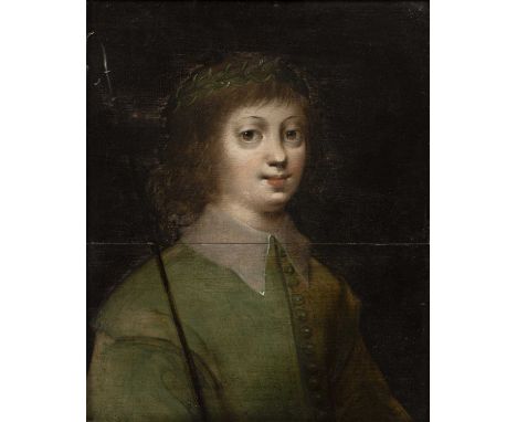 18th century English schoolPortrait of a young shepherd boy and his female companion, each with crook, a pair, oil on panels,