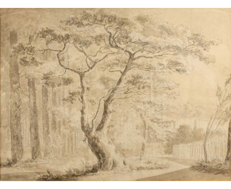Henry de Cort (1742-1810)'View Nr Tehidy Gardens', signed and dated 1804, pencil and watercolour, 32 x 42.5cm Inscribed verso