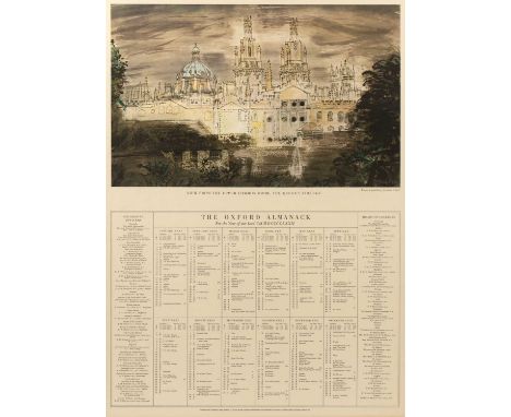After John Piper'View from the Upper Common Room, The Queen's College', print in colours for The Oxford Almanack 1972, 69 x 4