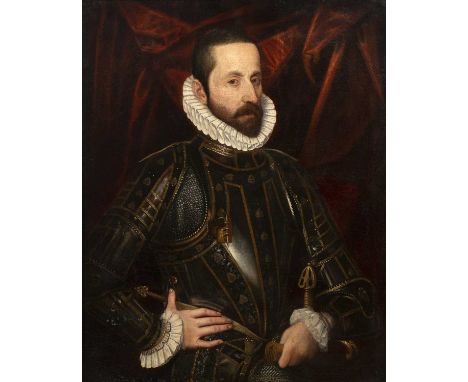 Follower of Michiel Jansz van Mierevelt (1567-1641)Portrait of a Spanish Grandee wearing a white ruff and Milanese armour aga
