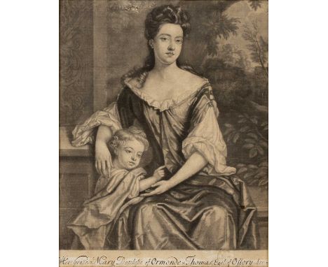 Robert Williams after Sir Godfrey KnellerHer Grace Mary Duchesse of Ormonde and Thomas Earle of Ossory, mezzotint, 30 x 22.5c