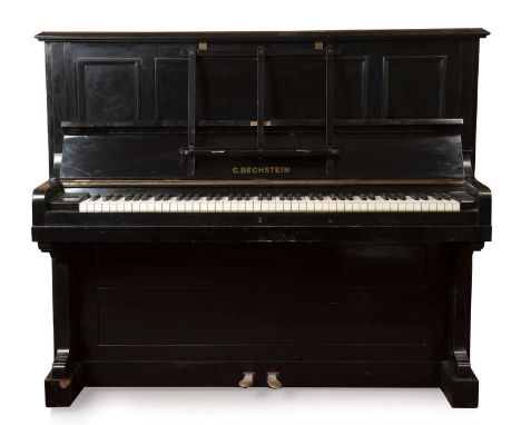 A.C. Bechstein upright piano in ebonised case, numbered 124329, 350cm wide Ivory Submission Reference Q6ZU5UBZCosmetically th