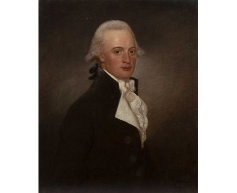 18th century English schoolPortrait of Nathaniel Naxey Pattison (1761-1827) aged 28, wearing buttoned overcoat and white crav
