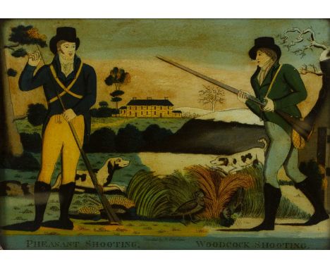 After D GerolinoPheasant shooting - Woodcock Shooting, reverse print on glass, 25 x 35.5cmA collection of prints and engravin