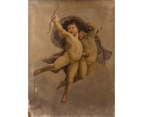 19th century English schoolCupid and Psyche, oil on canvas, 101 x 76cm, unframedHas been lined and cleaned. Some cracking to 